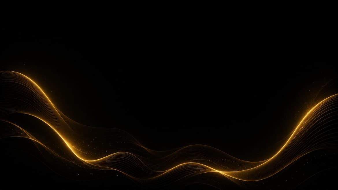 Gold sound waves on a black background