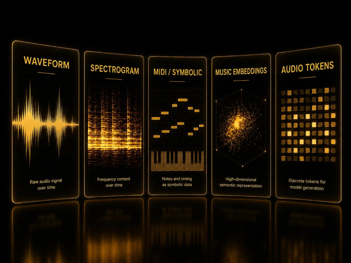 Abstract visual representation of sound becoming music data